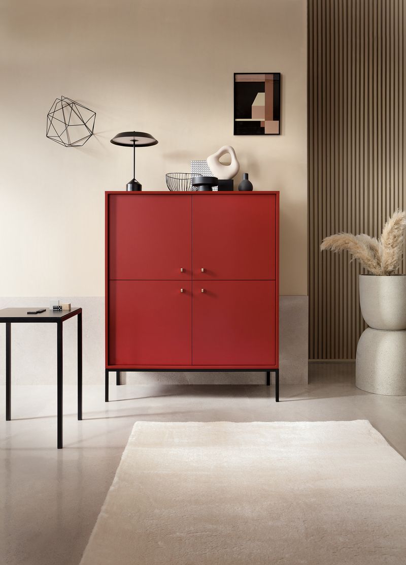 Credenza con piedi in ferro 4 ante in legno laminato Canterno 104x125 cm