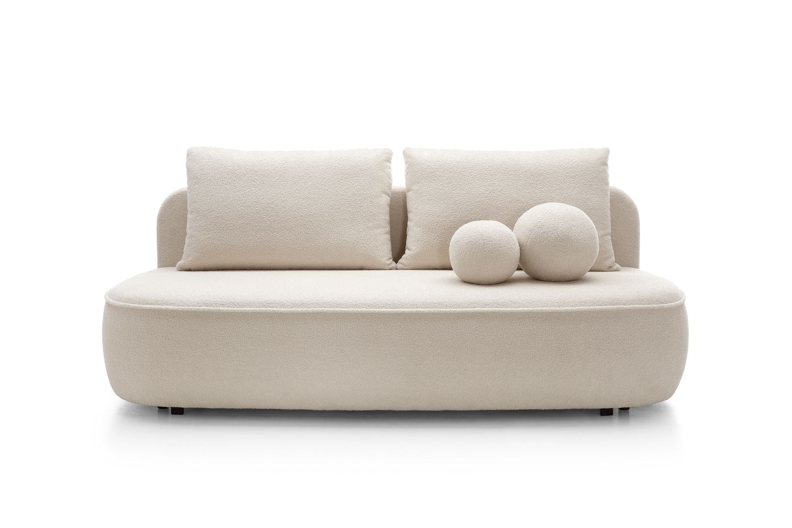 Divano in tessuto bouclé beige con contenitore Mya 212x75/88 cm