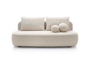 Divano in tessuto bouclé beige con contenitore Mya 212x75/88 cm