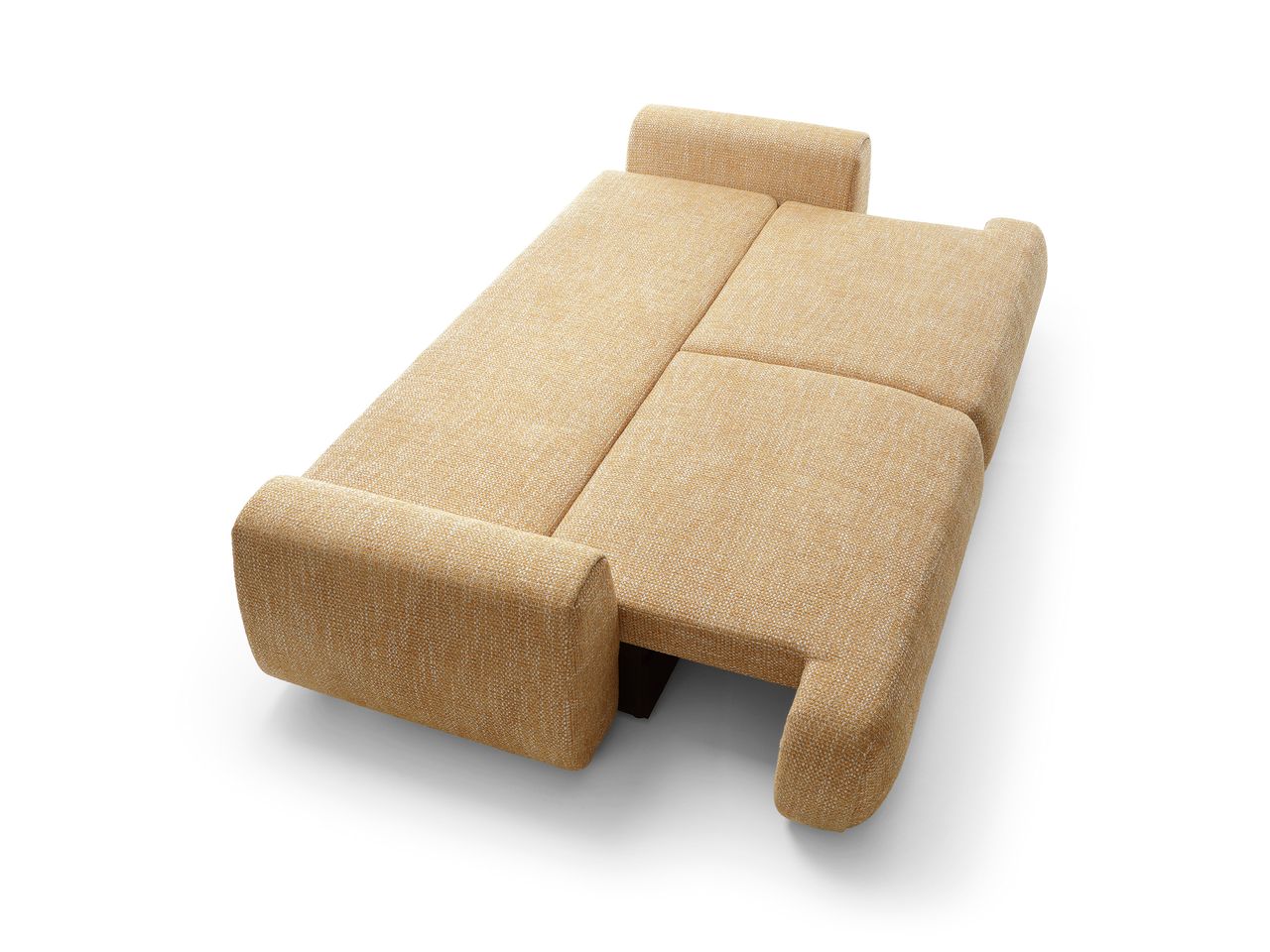 Divano in tessuto senape con contenitore Teddy 260x81 cm