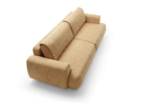 Divano in tessuto senape con contenitore Teddy 260x81 cm