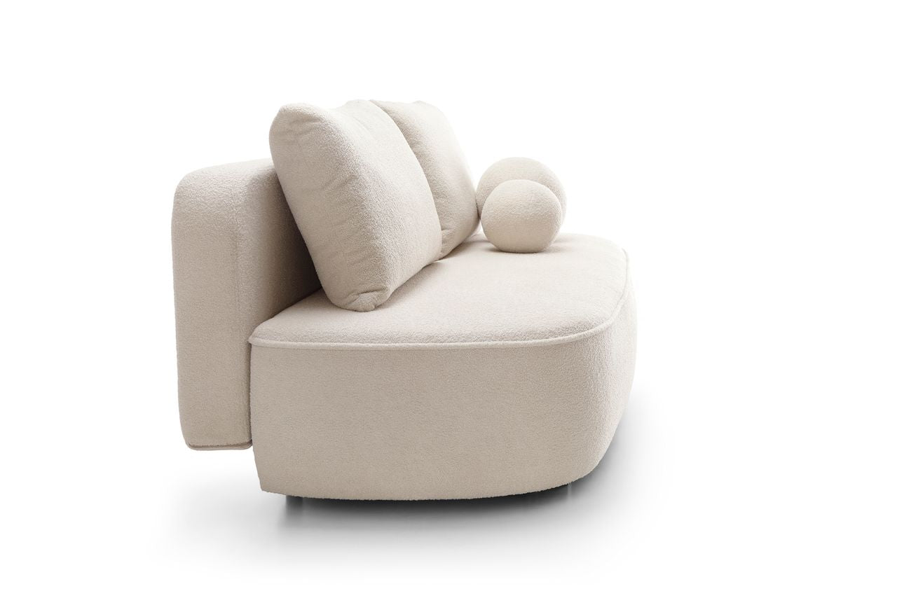 Divano in tessuto bouclé beige con contenitore Mya 212x75/88 cm