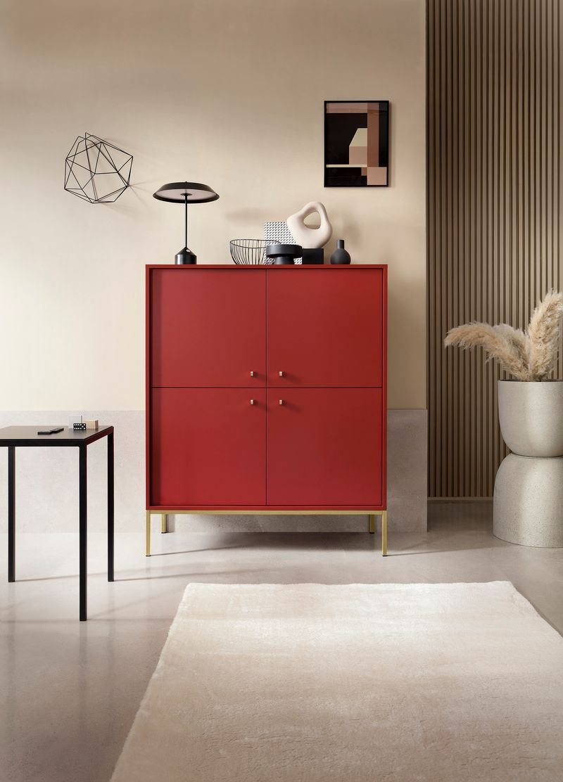 Credenza con piedi in ferro 4 ante in legno laminato Canterno 104x125 cm