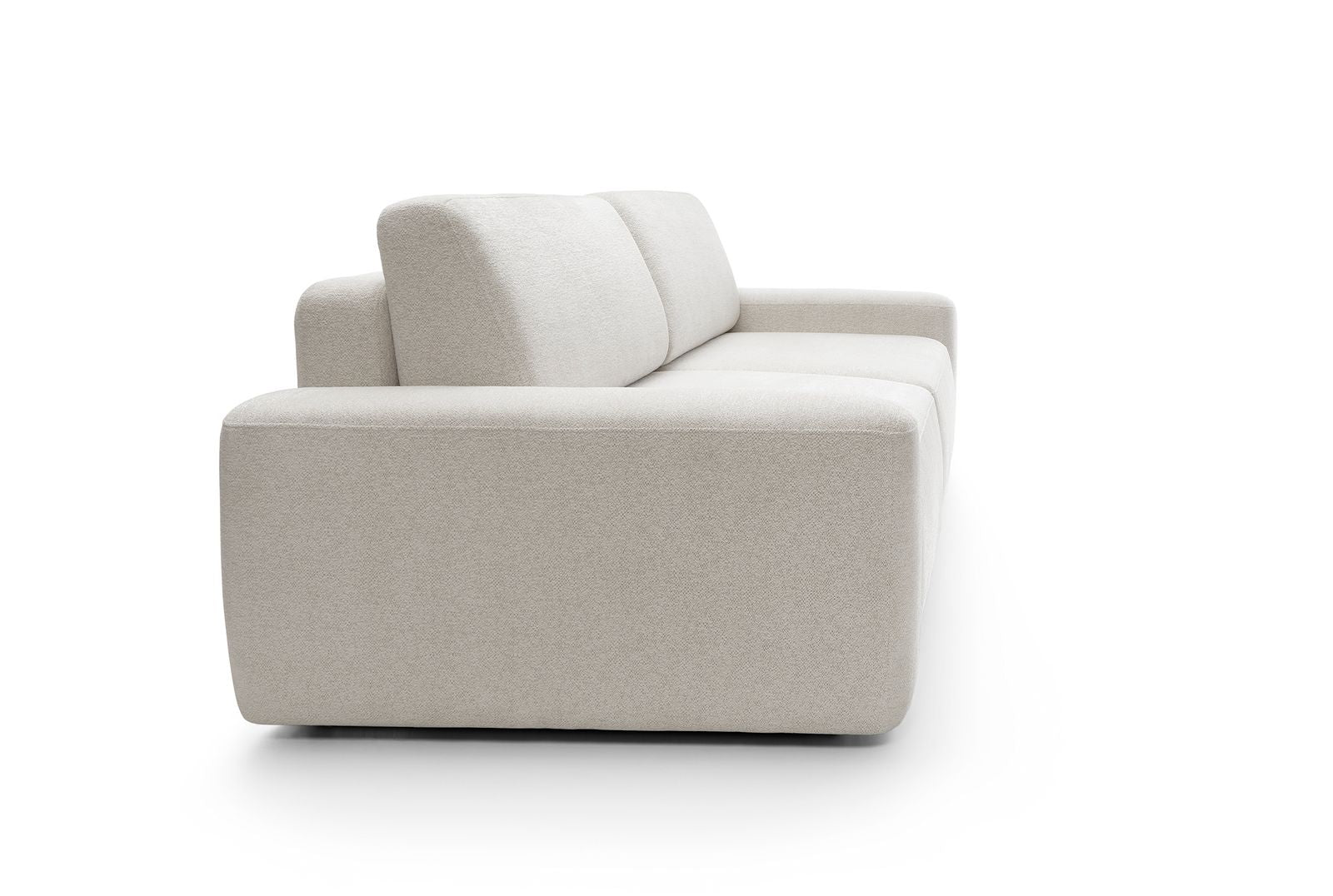Divano in tessuto melange bianco con contenitore Hoba 257x82 cm
