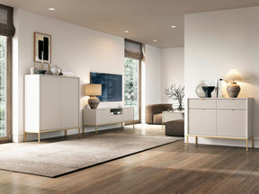 Madia con piedi in metallo 2 ante e 2 cassetti in legno laminato Miseno 104x83 cm