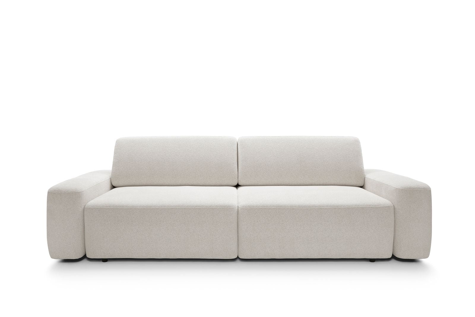 Divano in tessuto melange bianco con contenitore Hoba 257x82 cm