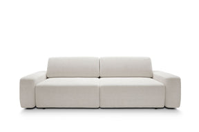 Divano in tessuto melange bianco con contenitore Hoba 257x82 cm