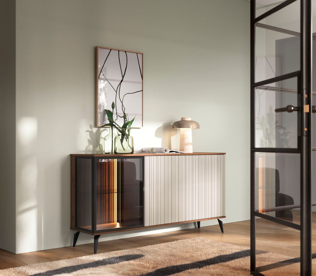 Madia 3 ante cashmere/noce Vika 154x80 cm