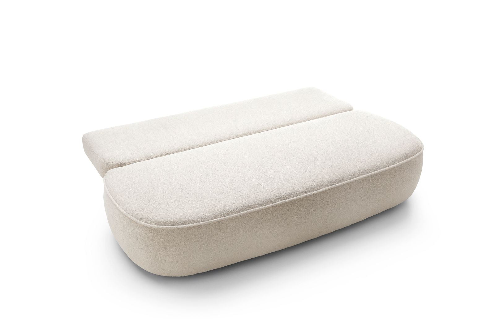 Divano in tessuto bouclé beige con contenitore Mya 212x75/88 cm