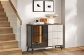 Madia 1 anta 3 cassetti con LED integrato cashmere/noce Vika 103x80 cm