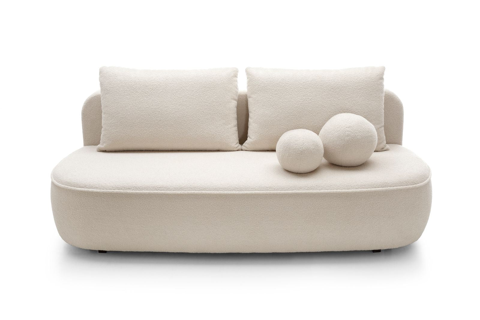 Divano in tessuto bouclé beige con contenitore Mya 212x75/88 cm