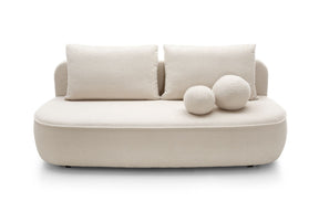 Divano in tessuto bouclé beige con contenitore Mya 212x75/88 cm