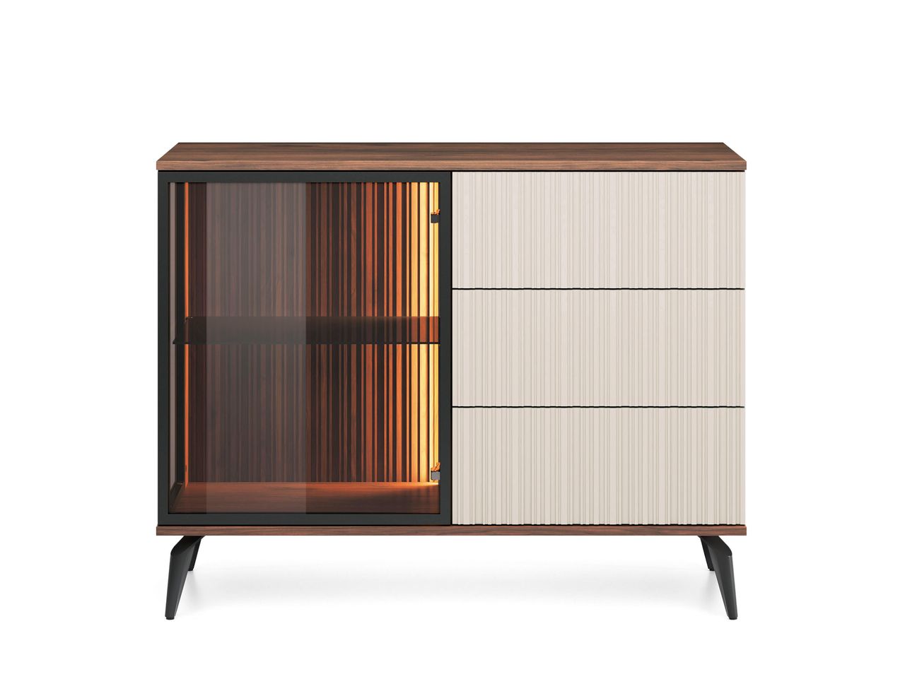 Madia 1 anta 3 cassetti cashmere/noce Vika 103x80 cm