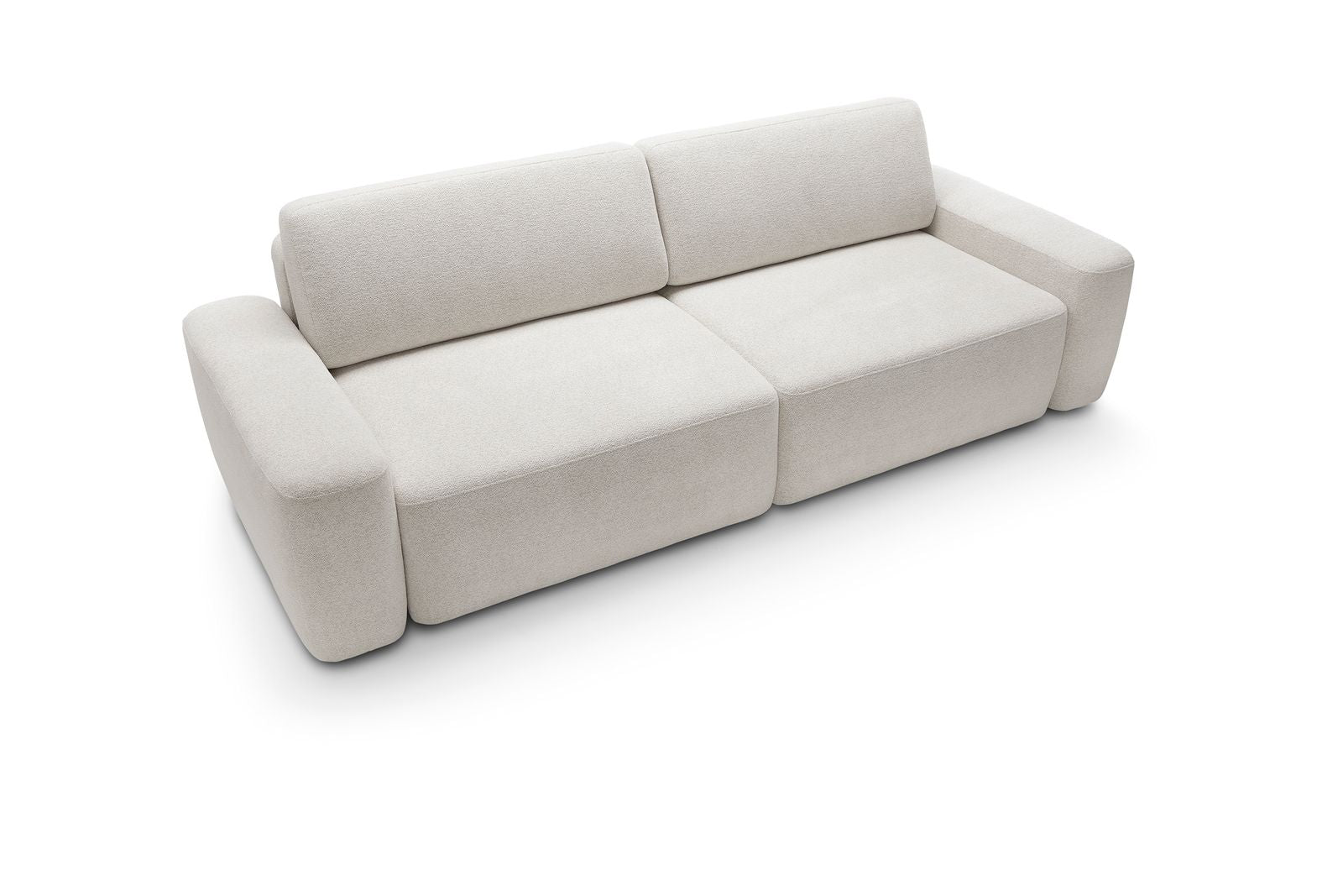 Divano in tessuto melange bianco con contenitore Hoba 257x82 cm