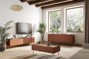 Tavolino 2 cassetti con piede in metallo Mars 120x45 cm
