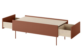 Tavolino 2 cassetti con piede in metallo Mars 120x45 cm