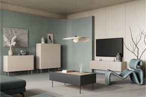 Tavolino 2 cassetti con piede in metallo Mars 120x45 cm