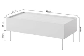Tavolino 2 cassetti con piede in metallo Mars 120x45 cm