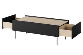 Tavolino 2 cassetti con piede in metallo Mars 120x45 cm