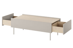 Tavolino 2 cassetti con piede in metallo Mars 120x45 cm