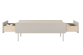 Tavolino 2 cassetti con piede in metallo Mars 120x45 cm
