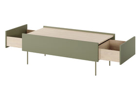 Tavolino 2 cassetti con piede in metallo Mars 120x45 cm