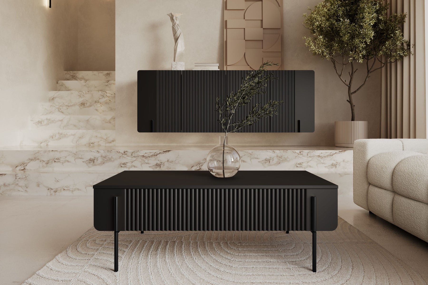 Tavolino 2 cassetti con piede in metallo Miami 100x40 cm