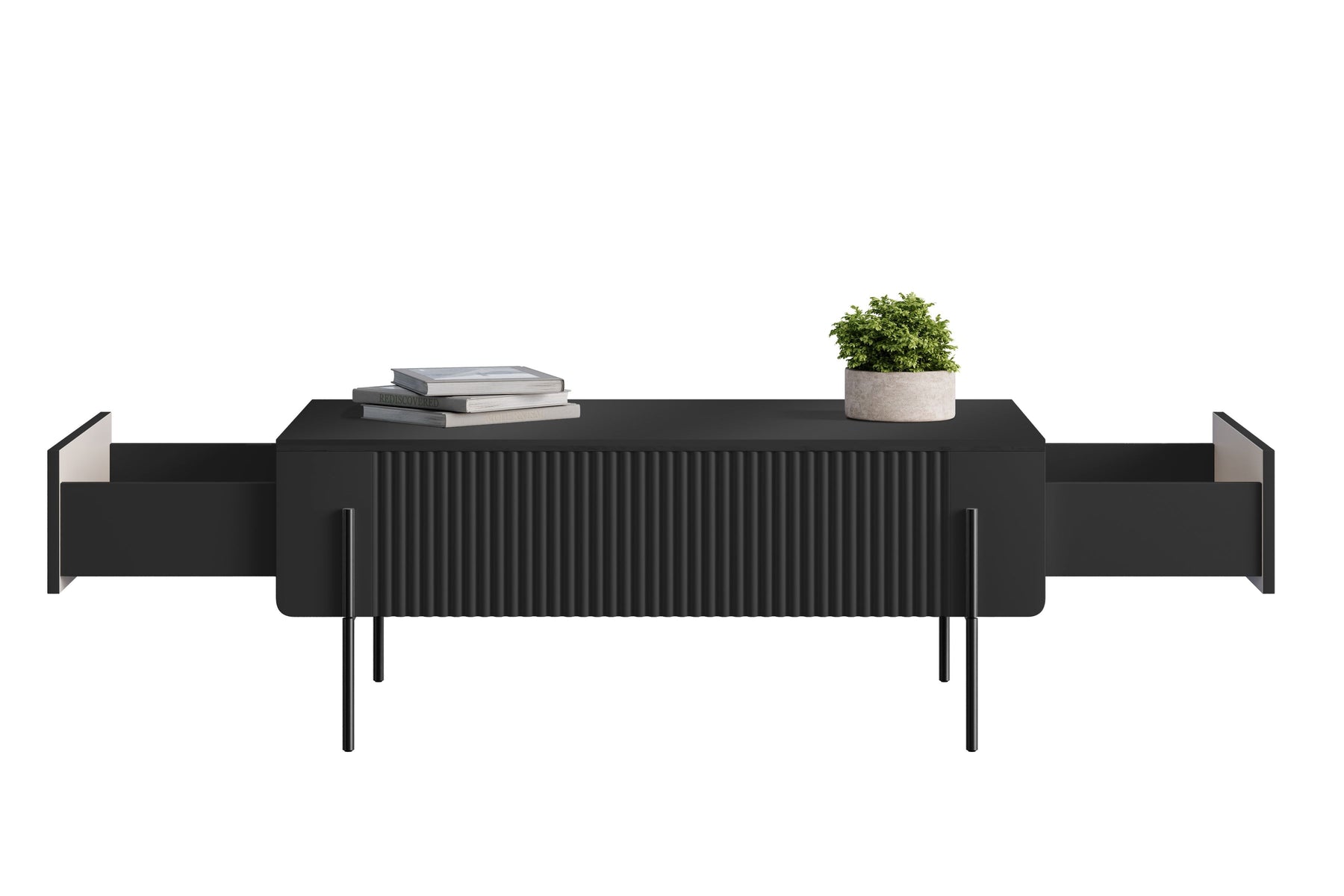 Tavolino 2 cassetti con piede in metallo Miami 100x40 cm