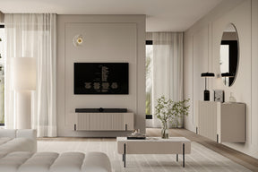 Tavolino 2 cassetti con piede in metallo cashmere Miami 100x40 cm