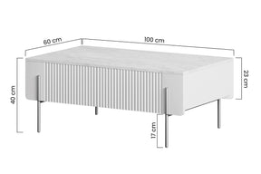 Tavolino 2 cassetti con piede in metallo cashmere Miami 100x40 cm