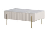 Tavolino 2 cassetti con piede in metallo cashmere Miami 100x40 cm