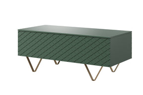 Tavolino 2 ante a ribalta con piede in metallo oro Scalia 120x55 cm