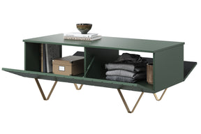 Tavolino 2 ante a ribalta con piede in metallo oro Scalia 120x55 cm
