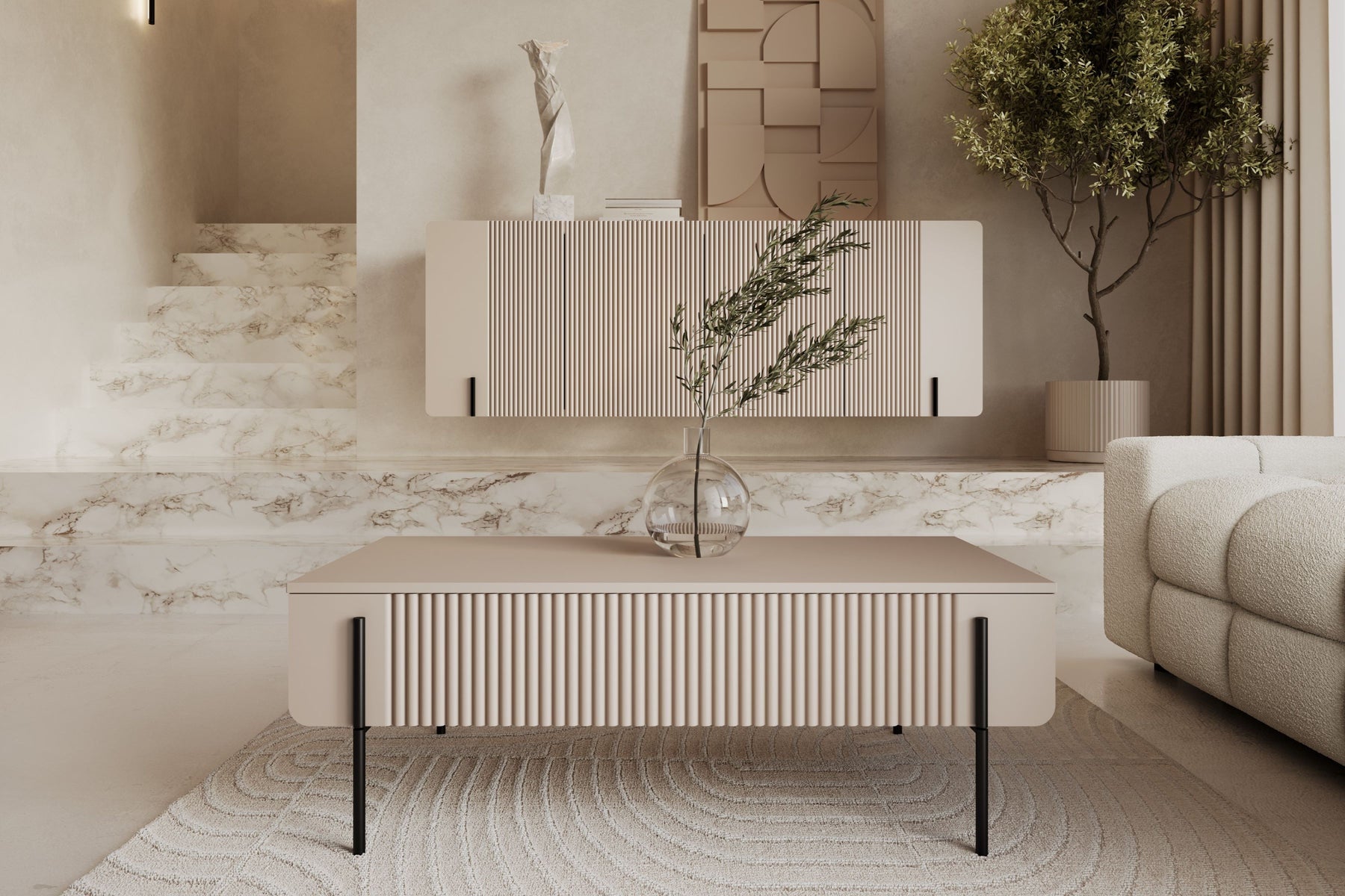 Tavolino 2 cassetti con piede in metallo Miami 100x40 cm