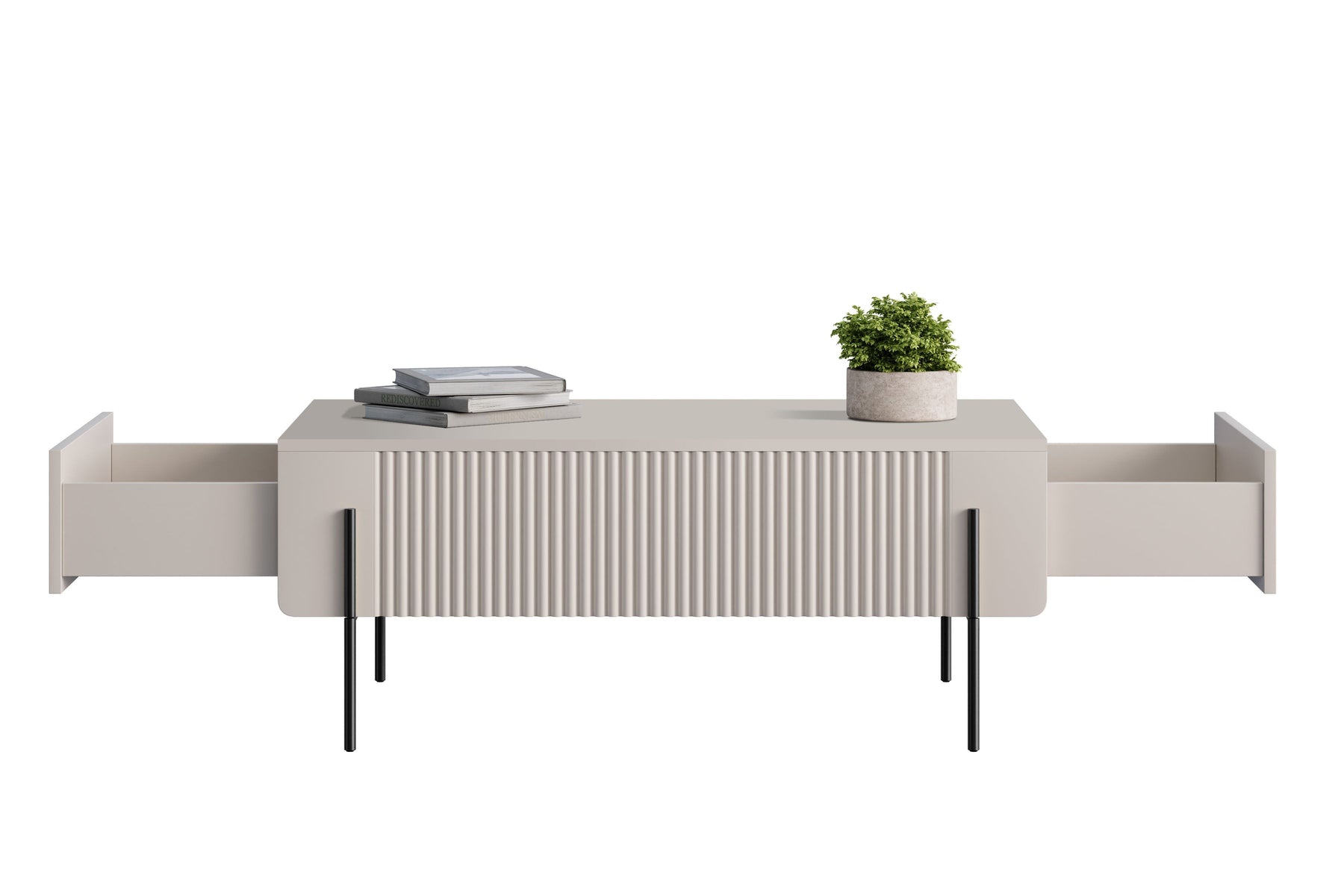 Tavolino 2 cassetti con piede in metallo Miami 100x40 cm