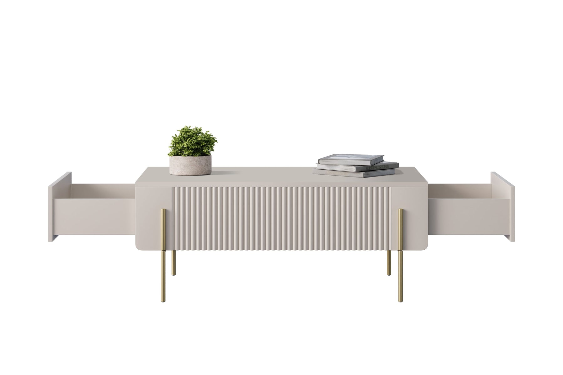 Tavolino 2 cassetti con piede in metallo Miami 100x40 cm