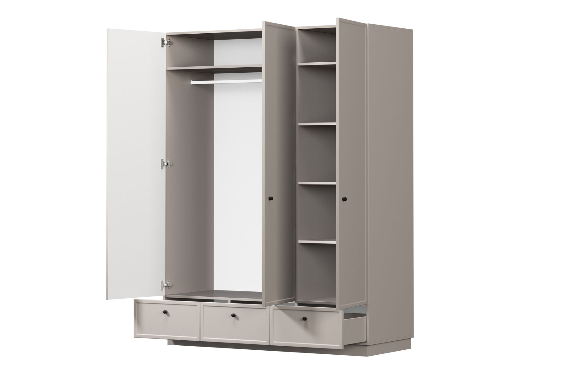 Cappottiera 3 ante 3 cassetti cashmere Lora 150x200 cm