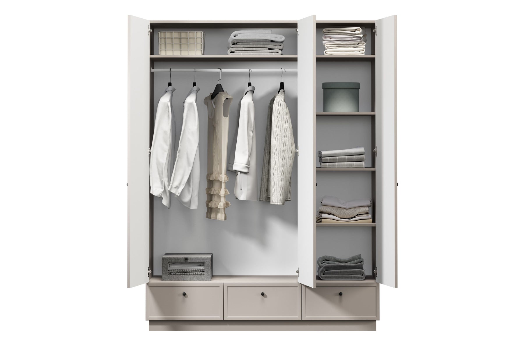 Cappottiera 3 ante 3 cassetti cashmere Lora 150x200 cm