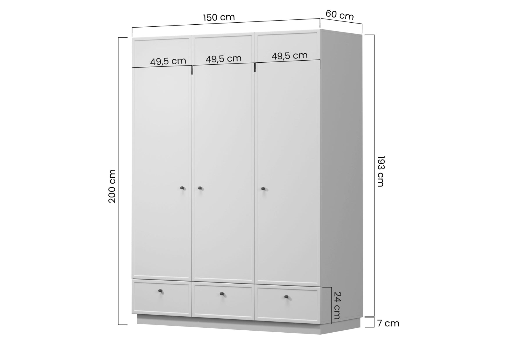 Cappottiera 3 ante 3 cassetti cashmere Lora 150x200 cm