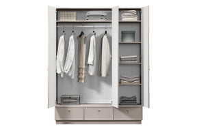 Cappottiera 3 ante 3 cassetti cashmere Lora 150x200 cm