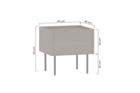 Comodino 1 cassetto con piede in metallo Ohra 45 x 40 cm