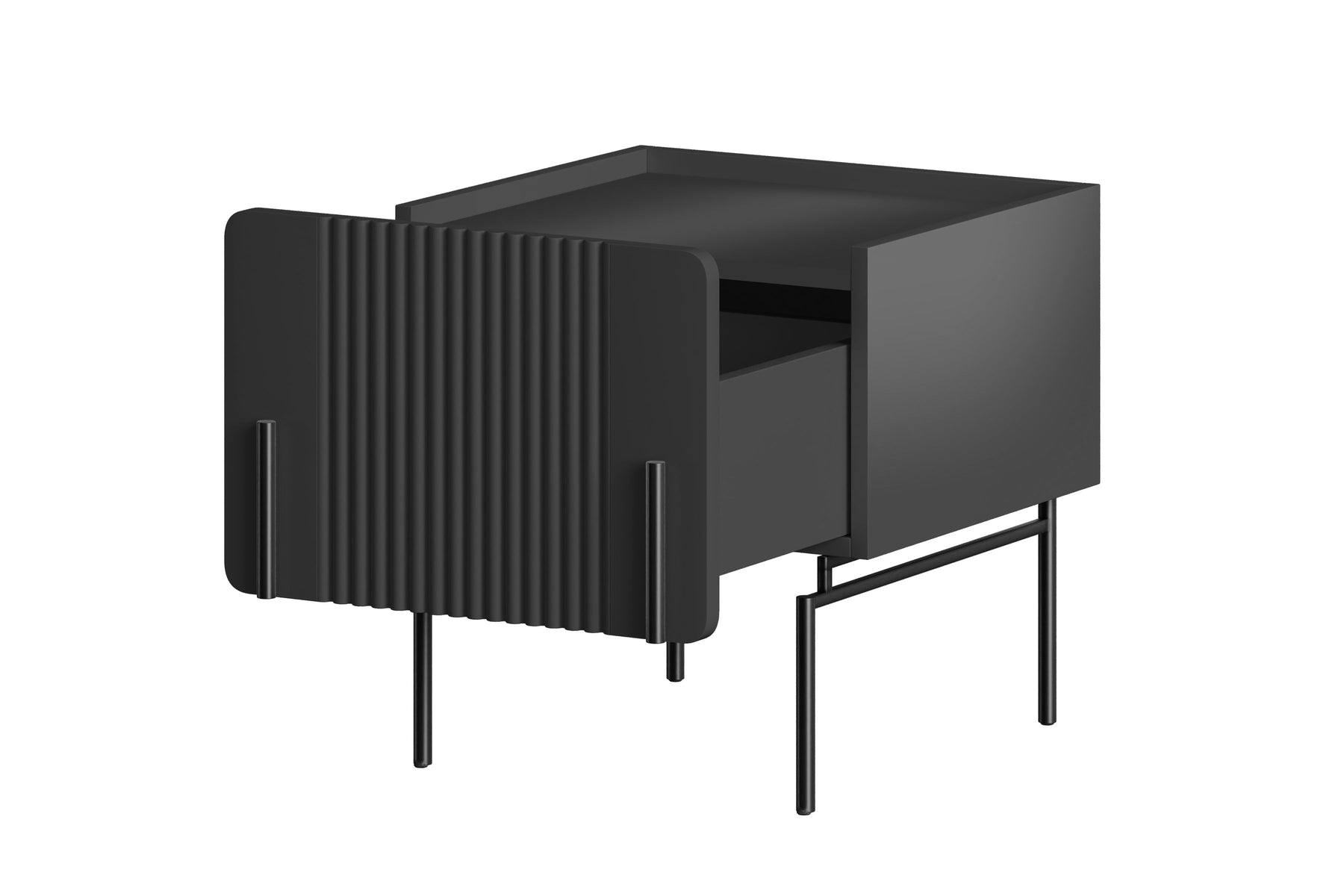 Comodino 1 cassetto con piede in metallo Miami 45x50 cm