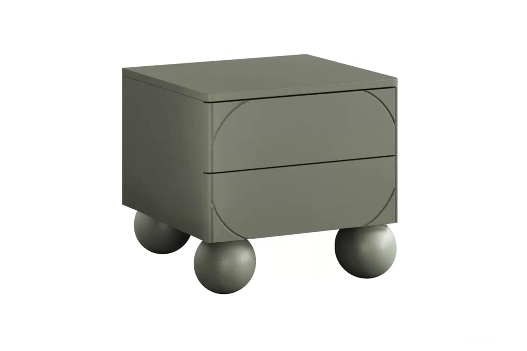 Comodino 2 cassetti verde oliva Sonatia 49x55 cm