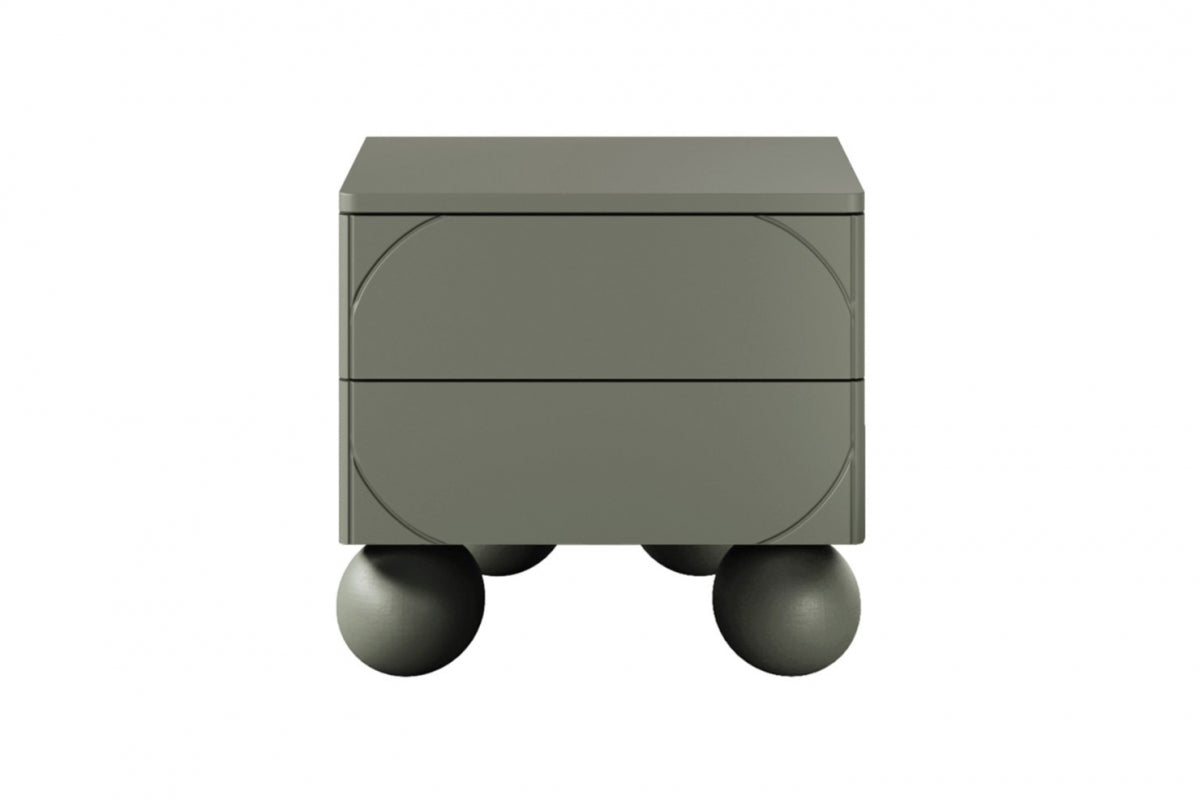 Comodino 2 cassetti verde oliva Sonatia 49x55 cm