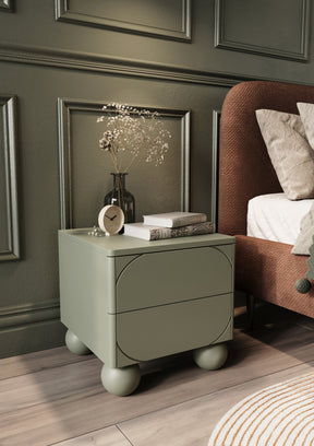 Comodino 2 cassetti verde oliva Sonatia 49x55 cm