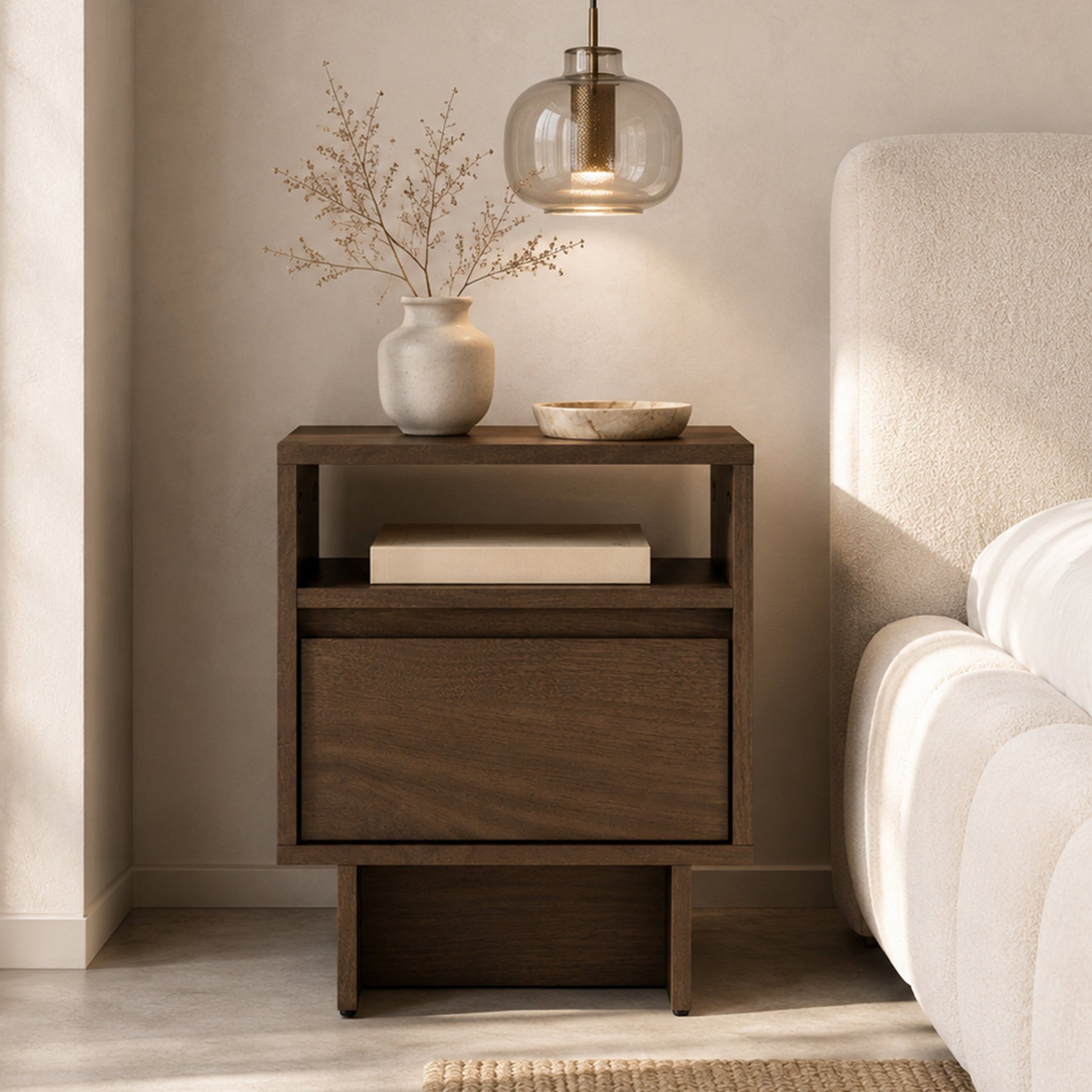 Comodino 1 cassetto in legno laminato Enha 40 x 37 cm