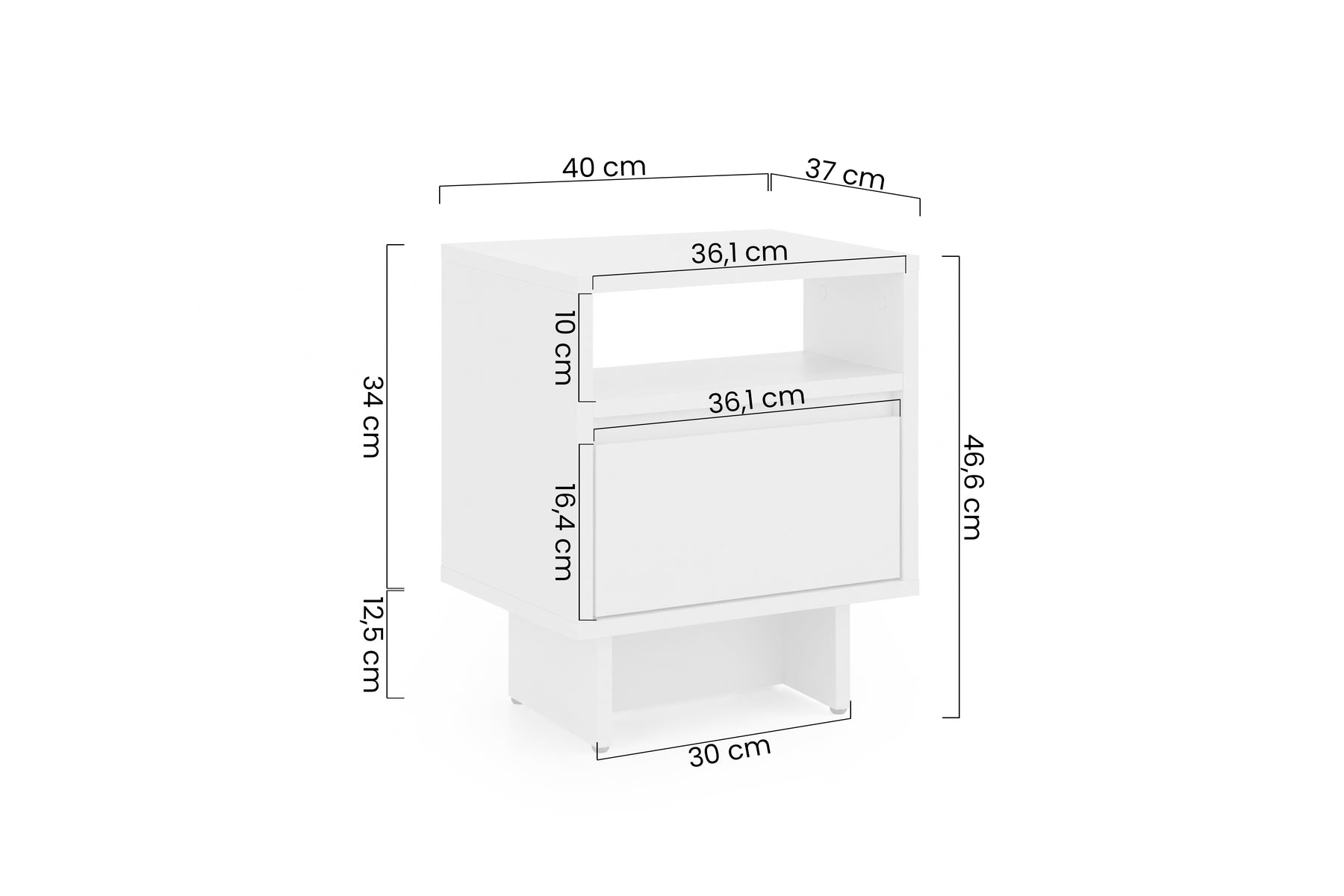 Comodino 1 cassetto in legno laminato Enha 40 x 37 cm