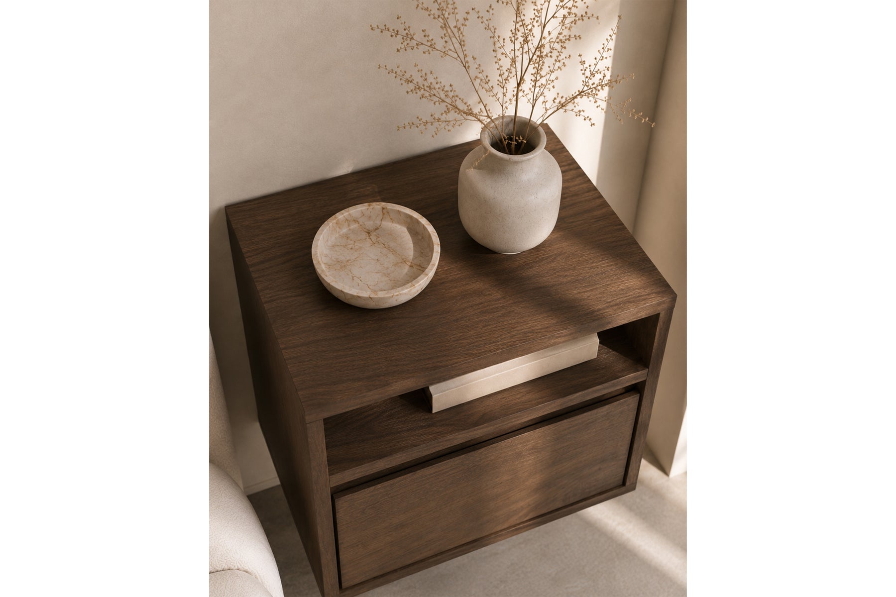 Comodino sospeso 1 cassetto in legno laminato Enha 40 x 37 cm
