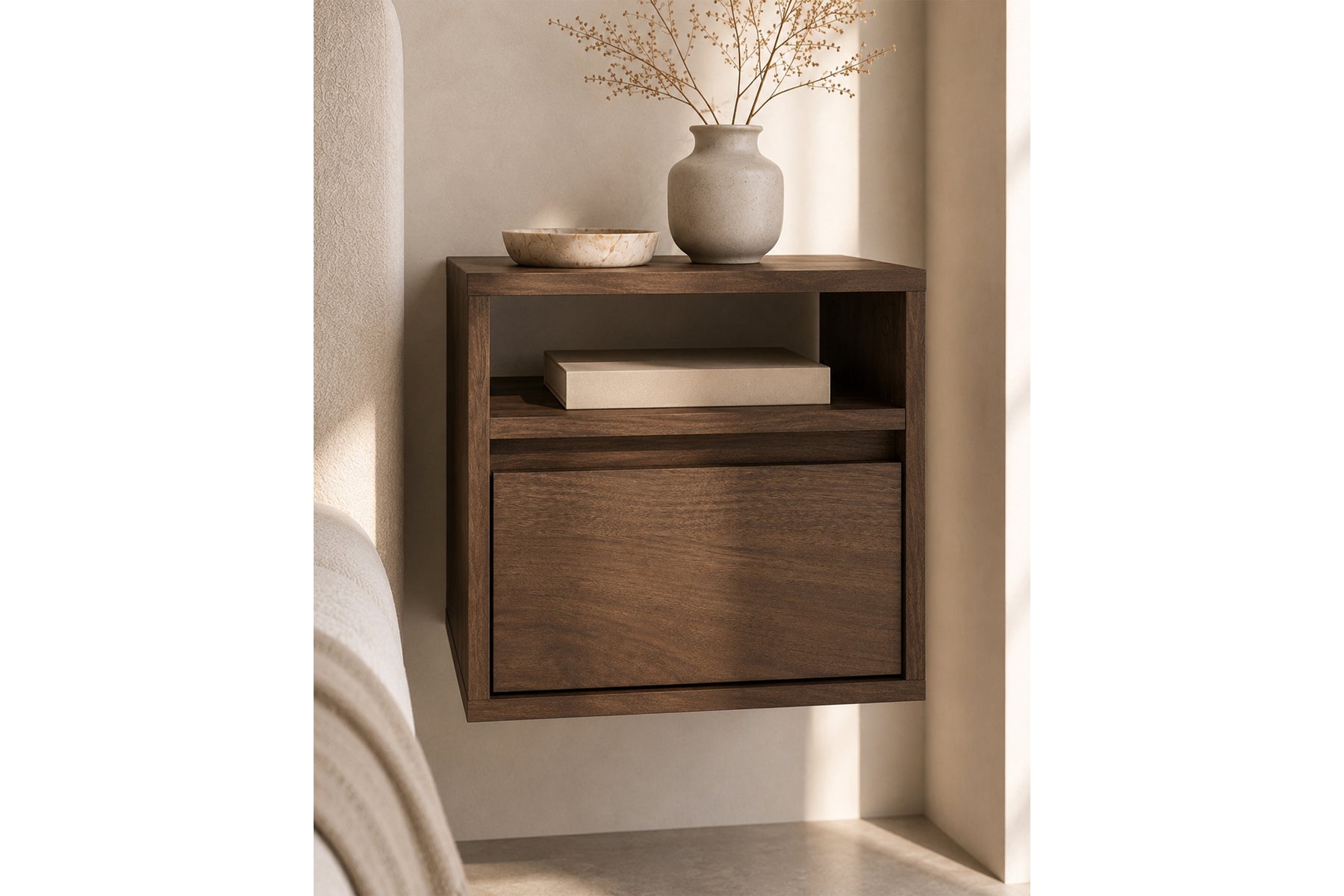 Comodino sospeso 1 cassetto in legno laminato Enha 40 x 37 cm