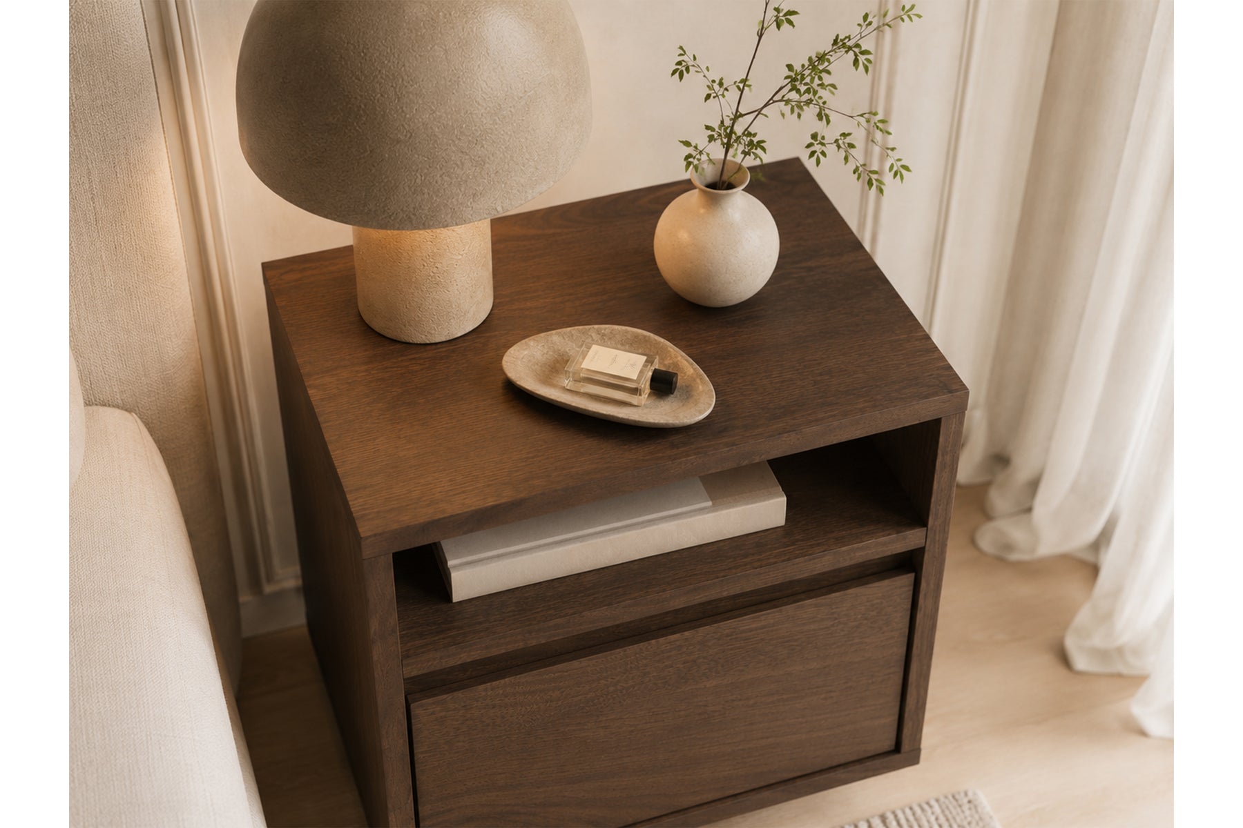 Comodino sospeso 1 cassetto in legno laminato Enha 40 x 37 cm